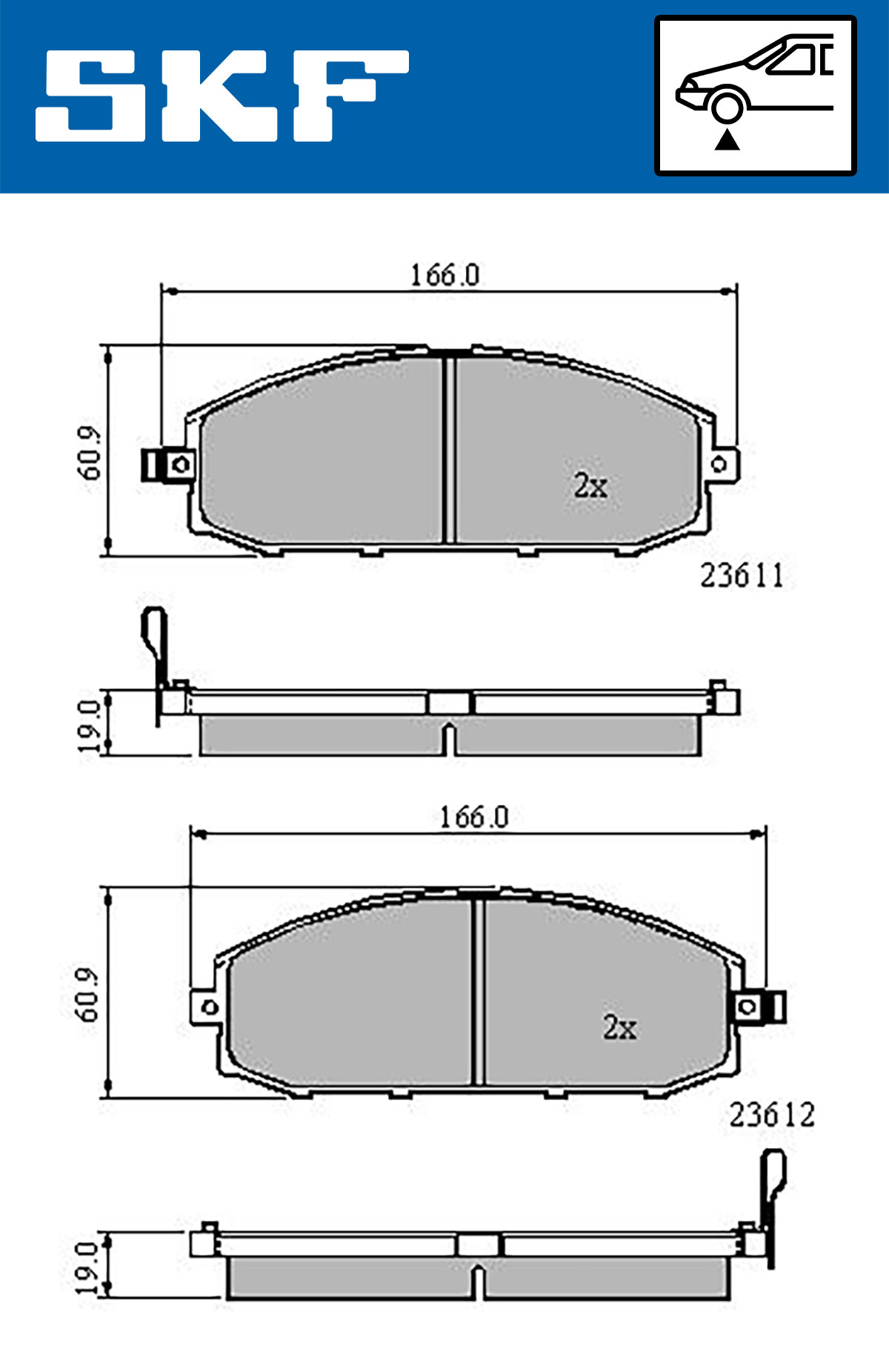 Set placute frana,frana disc VKBP 80509 A SKF